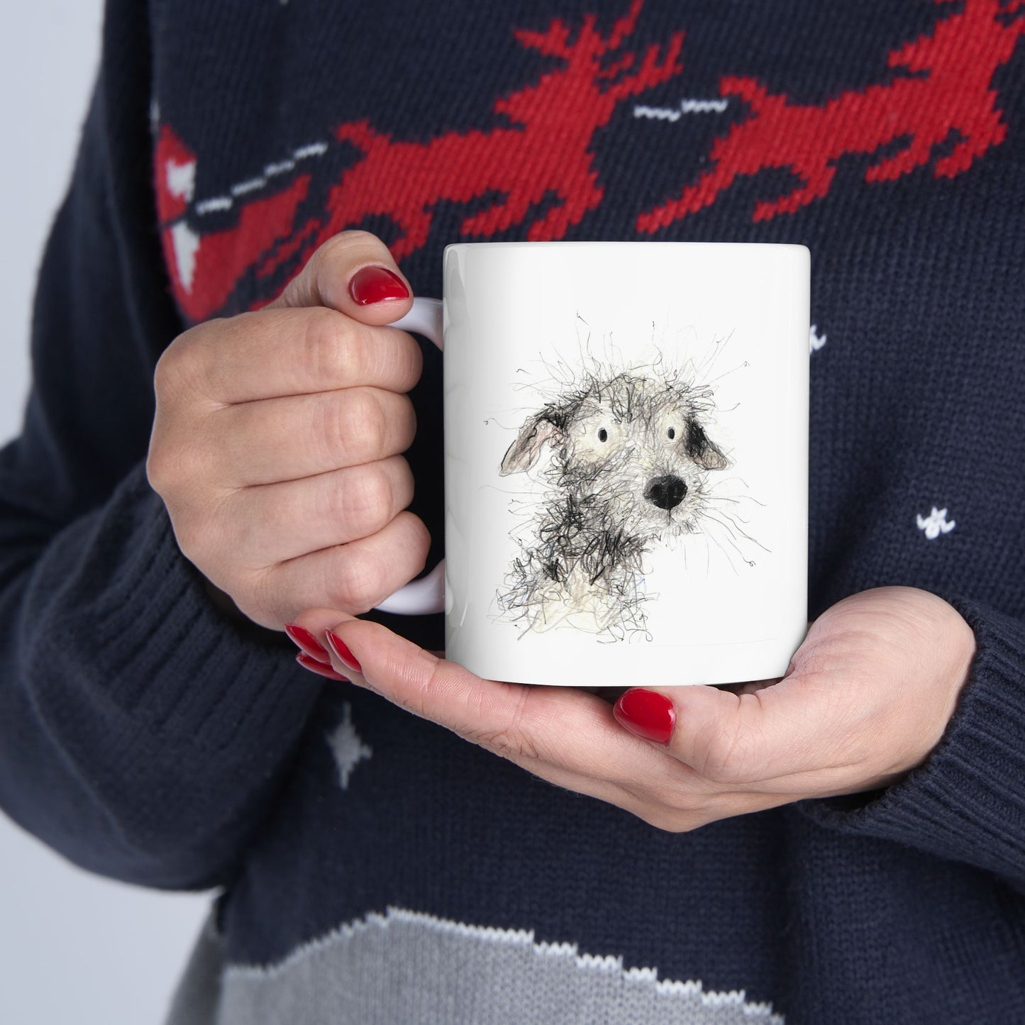Funny Cute Dog Ceramic Mug — Adorable Animal Art Coffee Cup (11oz, 15oz)
