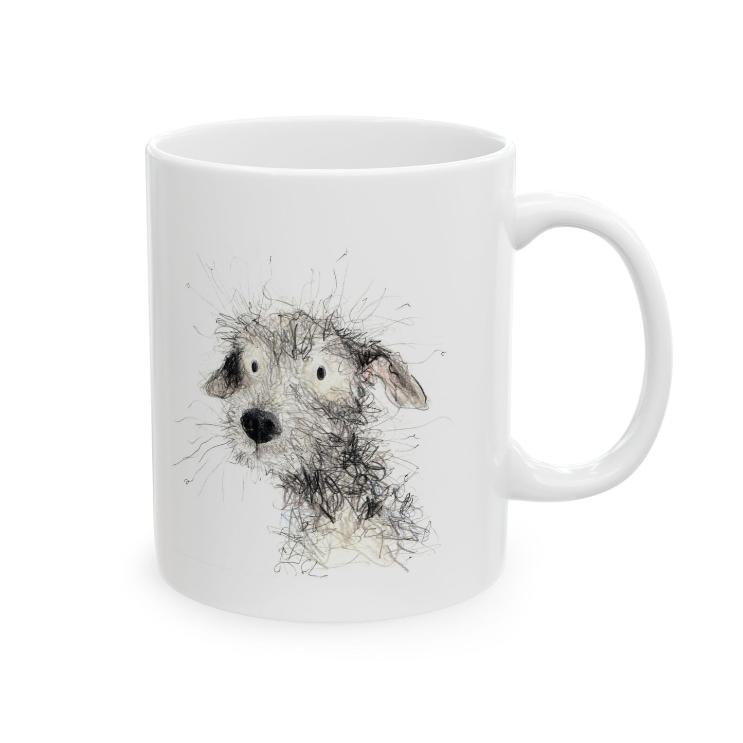 Funny Cute Dog Ceramic Mug — Adorable Animal Art Coffee Cup (11oz, 15oz)